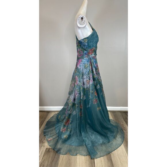 Rene Ruiz Collection Floral One-Shoulder Organza Gown Size 10 $1795 - Picture 9 of 10